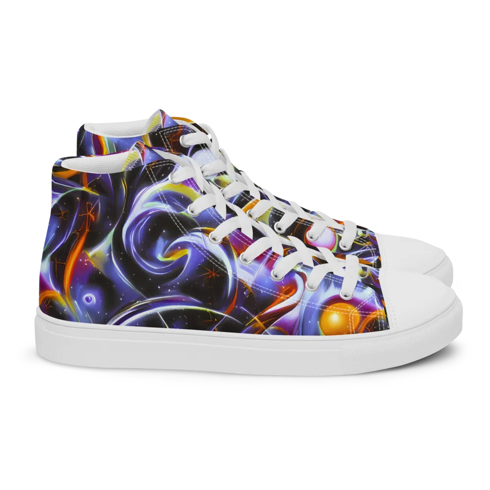 Nebula Flux on Women's High Top Canvas Shoes — Right