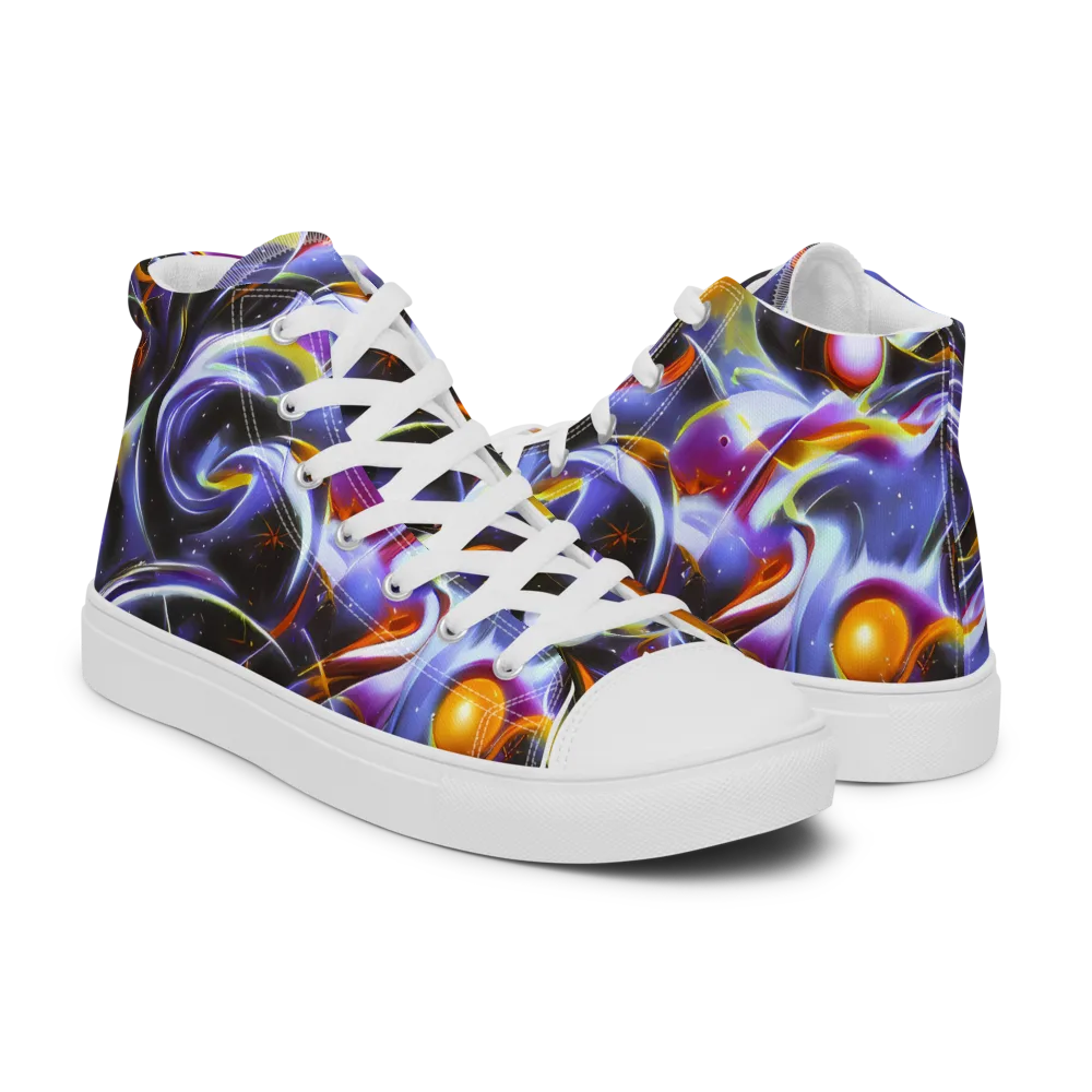 Nebula Flux on Women's High Top Canvas Shoes — Right