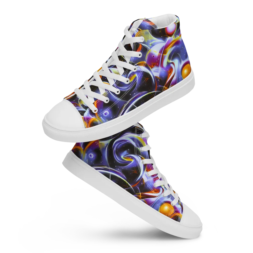 Nebula Flux on Women's High Top Canvas Shoes — Front