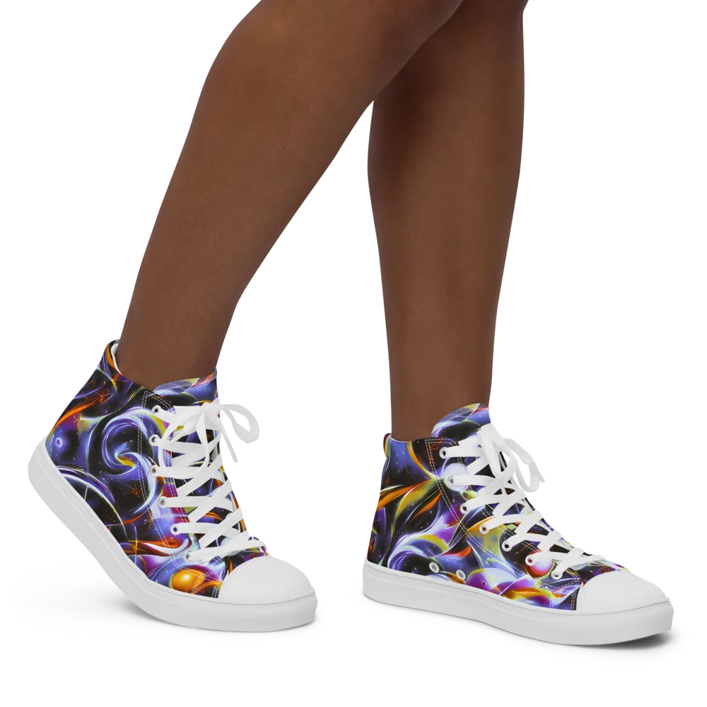 Nebula Flux on Women's High Top Canvas Shoes — Right