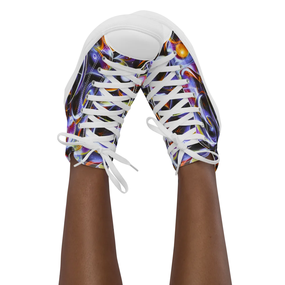 Nebula Flux on Women's High Top Canvas Shoes — Front