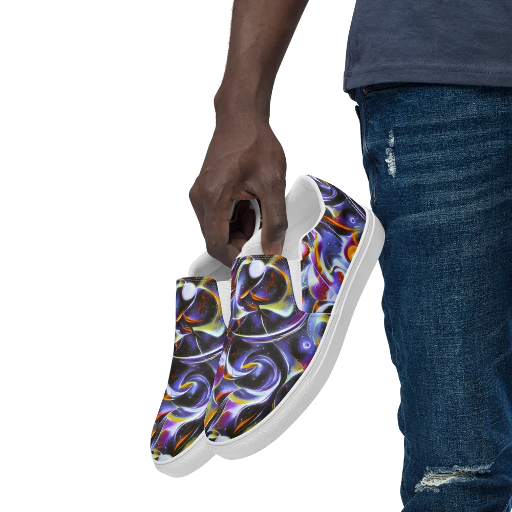 Nebula Flux on Men's Slip-On Canvas Shoes — Left Front