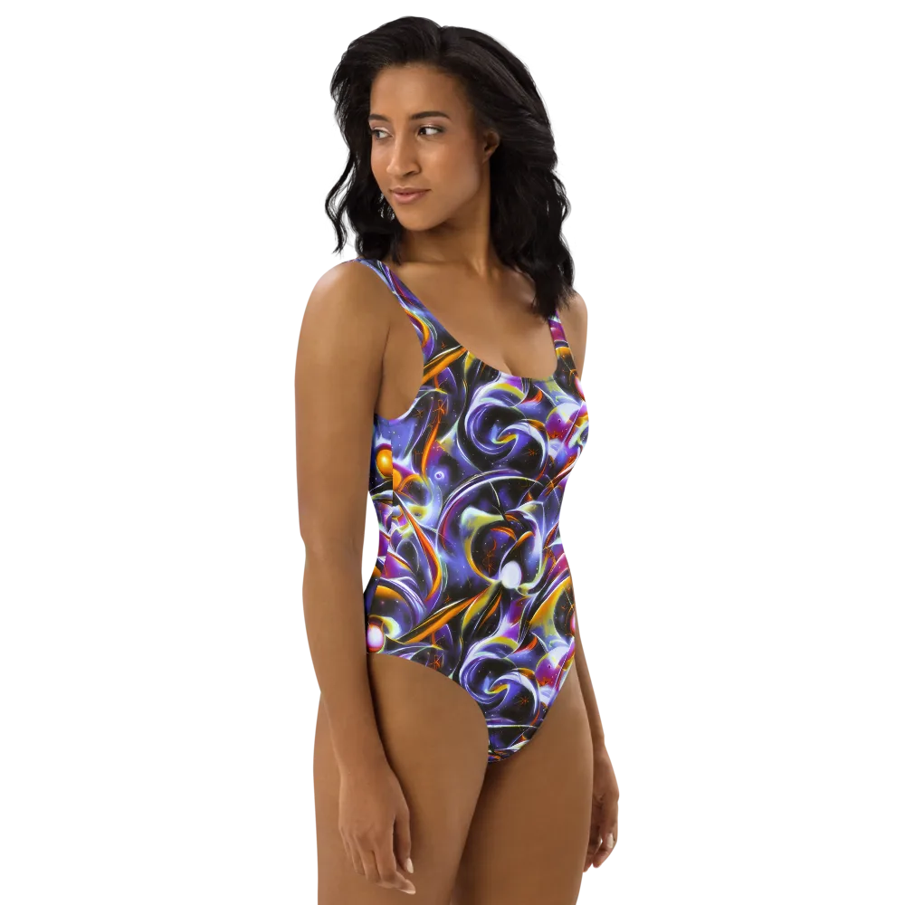 Nebula Flux on One-Piece Swimsuit — Right