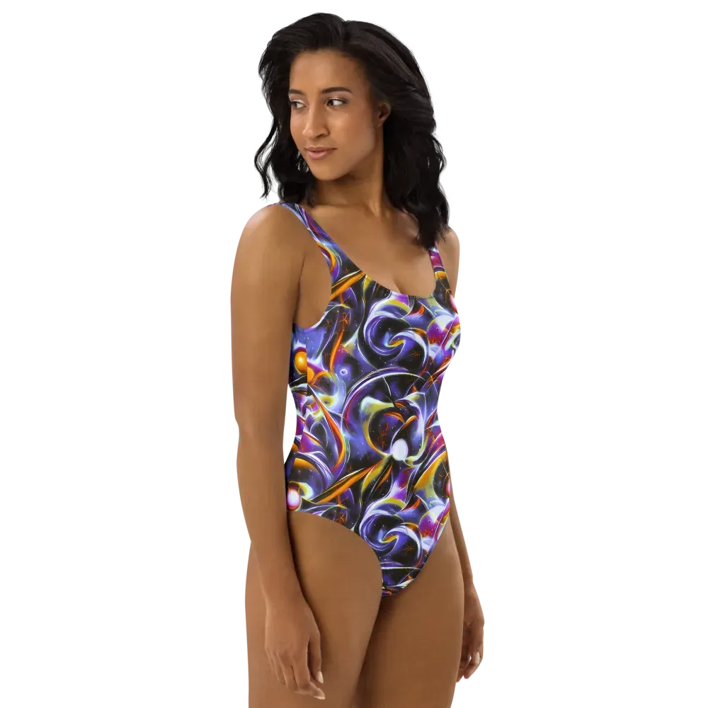 Nebula Flux on One-Piece Swimsuit — Right