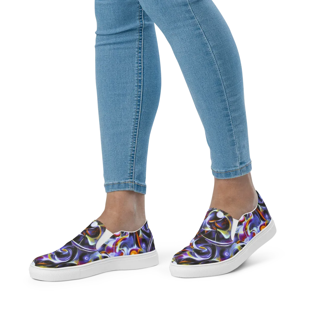 Nebula Flux on Women's Slip-On Canvas Shoes — Front