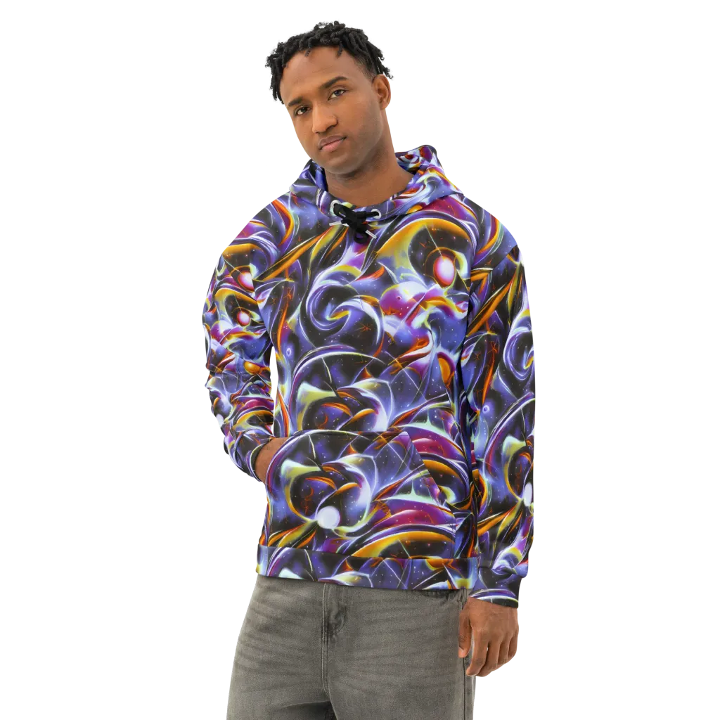 Nebula Flux on Cotton Hoodie — Left Front