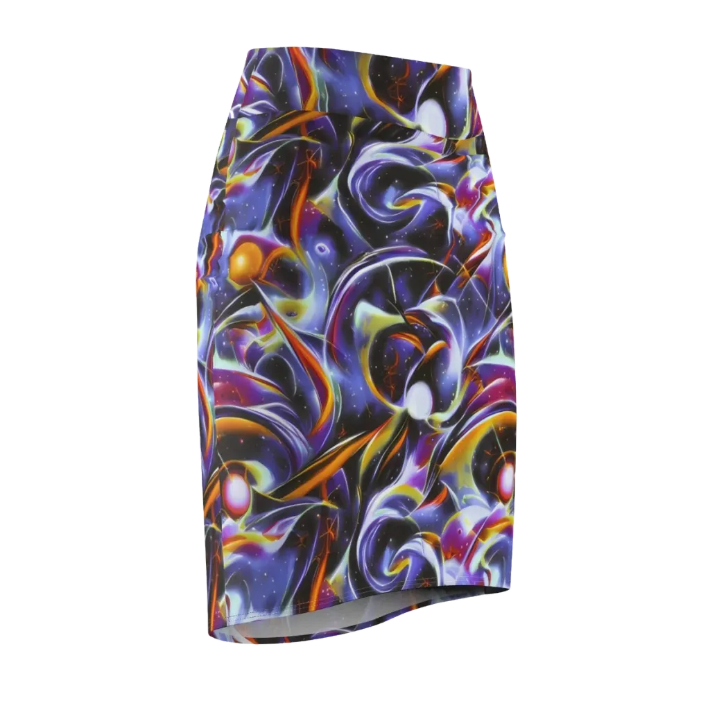Nebula Flux on Pencil Skirt — Front Side