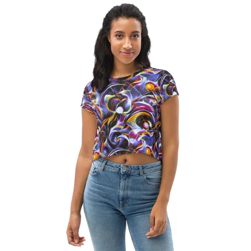 Nebula Flux on Crop Tee — Front