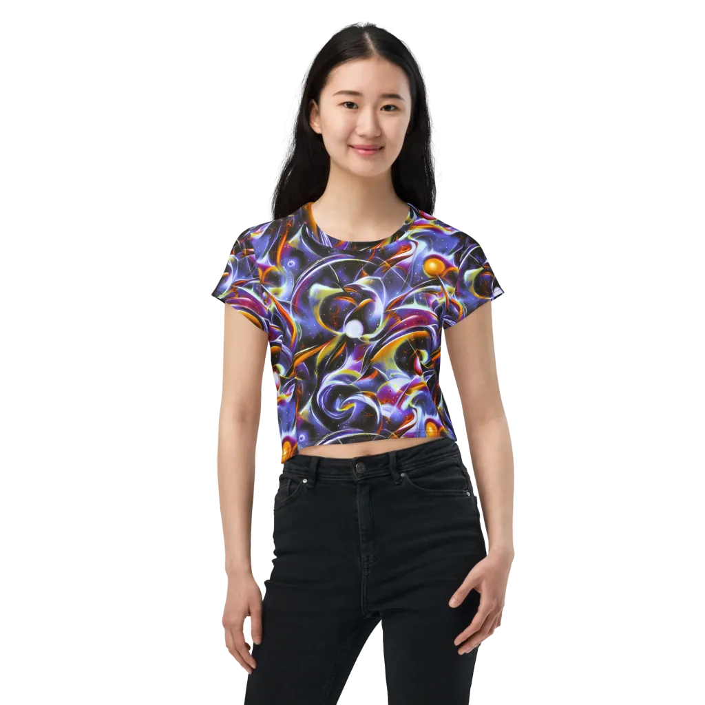 Nebula Flux on Crop Tee — Front