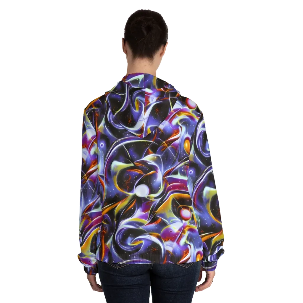 Nebula Flux on Women's Full-Zip Hoodie — Back On Person