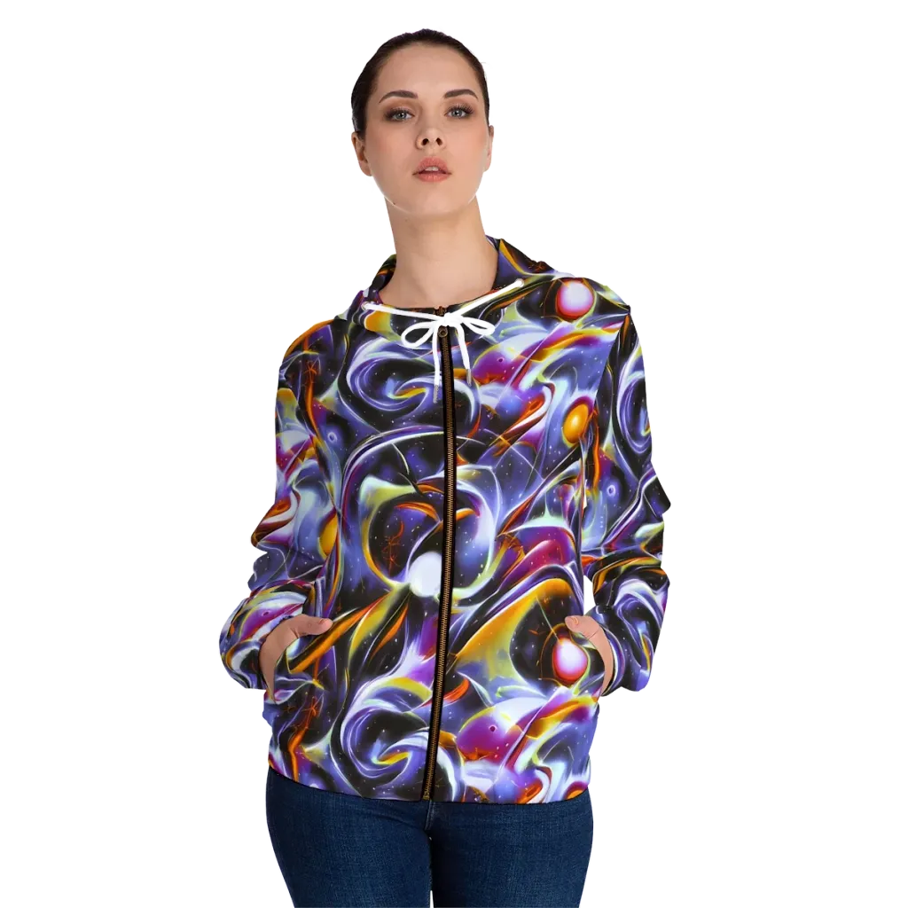 Nebula Flux on Women's Full-Zip Hoodie — Front On Person