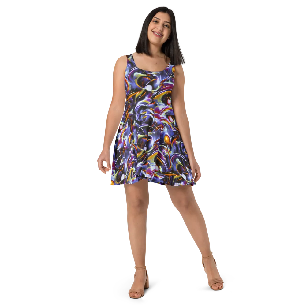 Nebula Flux on Skater Dress — Front