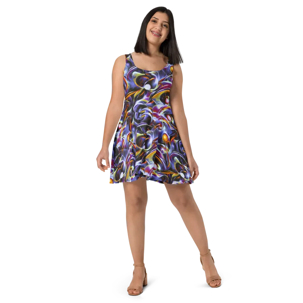 Nebula Flux on Skater Dress — Front