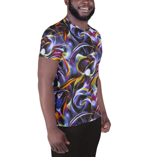 Nebula Flux on a Men's Athletic T-Shirt