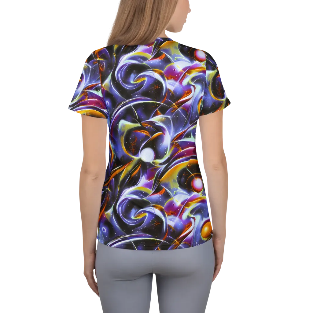 Nebula Flux on Women's Athletic T-Shirt — Back