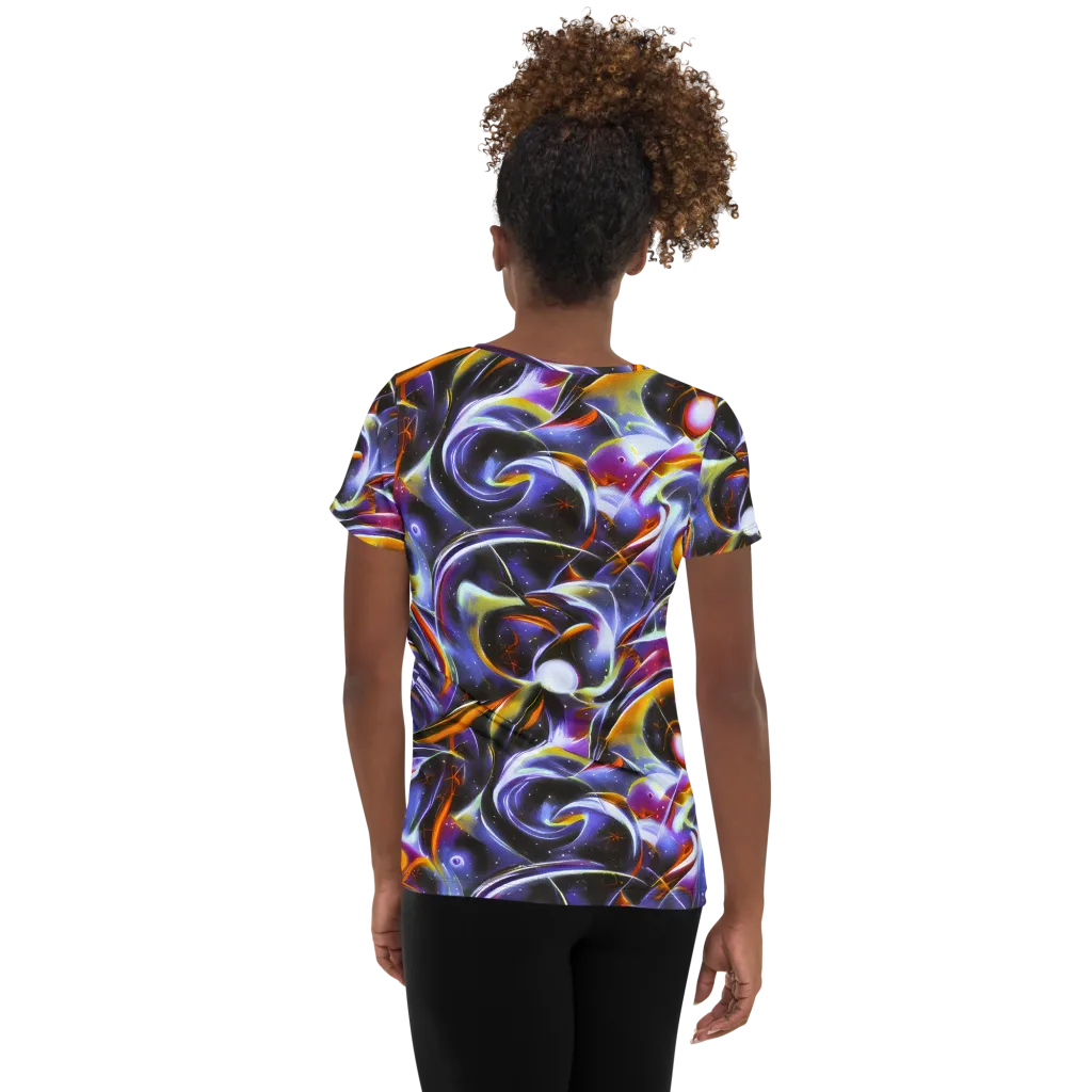 Nebula Flux on Women's Athletic T-Shirt — Back