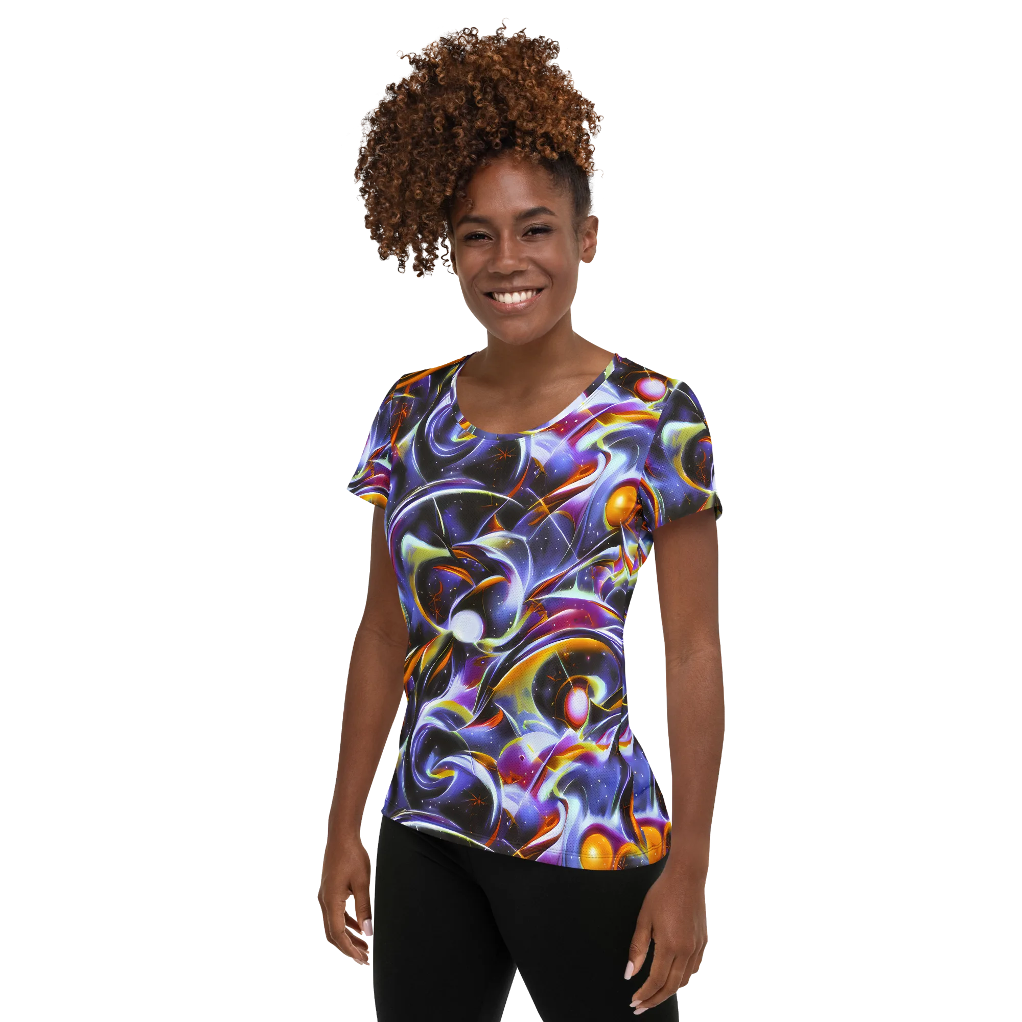 Nebula Flux on Women's Athletic T-Shirt — Left