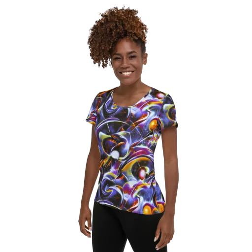 Nebula Flux on a Women's Athletic T-Shirt