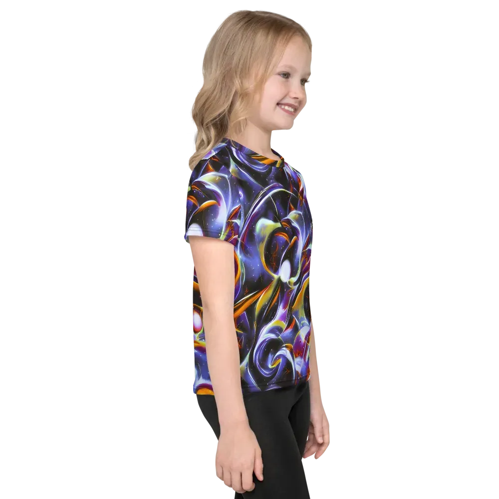 Nebula Flux on Kids Crew Neck T-Shirt — Right