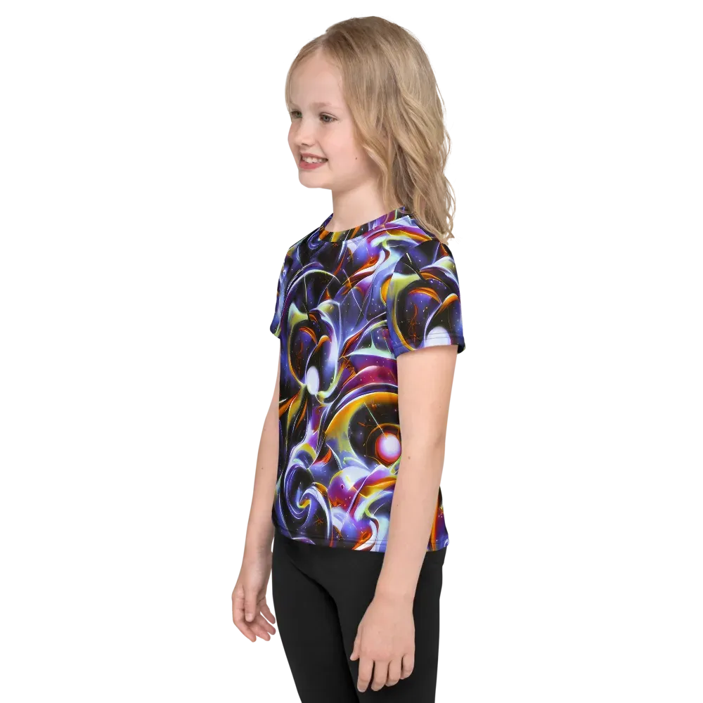 Nebula Flux on Kids Crew Neck T-Shirt — Left