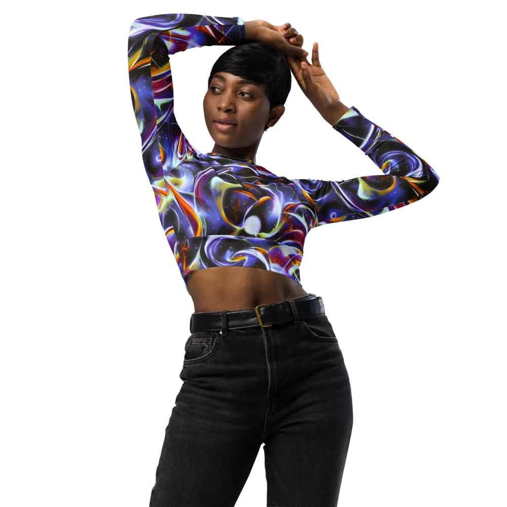 Nebula Flux on Long Sleeve Crop Top — Front