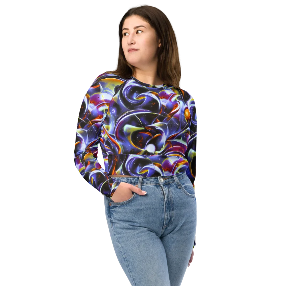 Nebula Flux on Long Sleeve Crop Top — Front