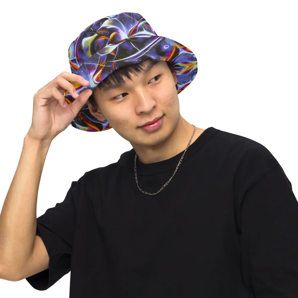 Nebula Flux on Reversible Bucket Hat — Front Inside