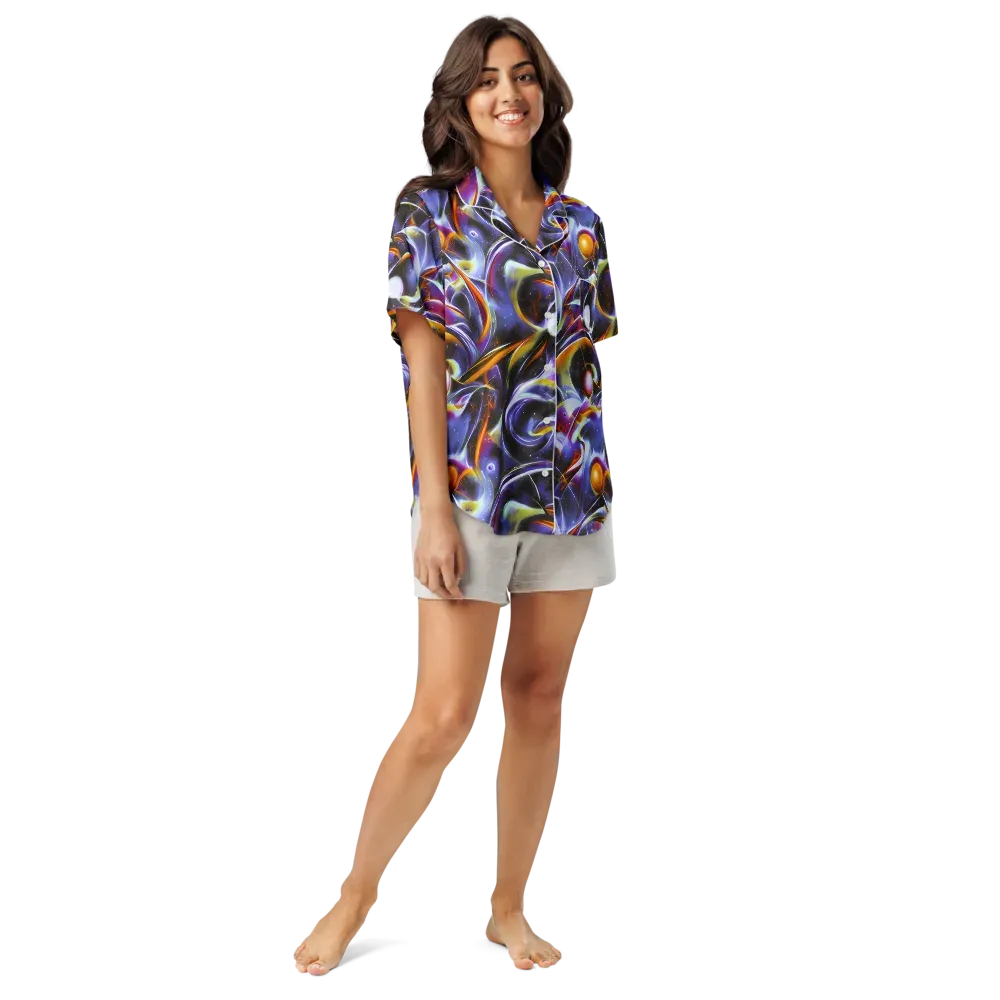 Nebula Flux on Women's Short Sleeve Pajama Top — Front