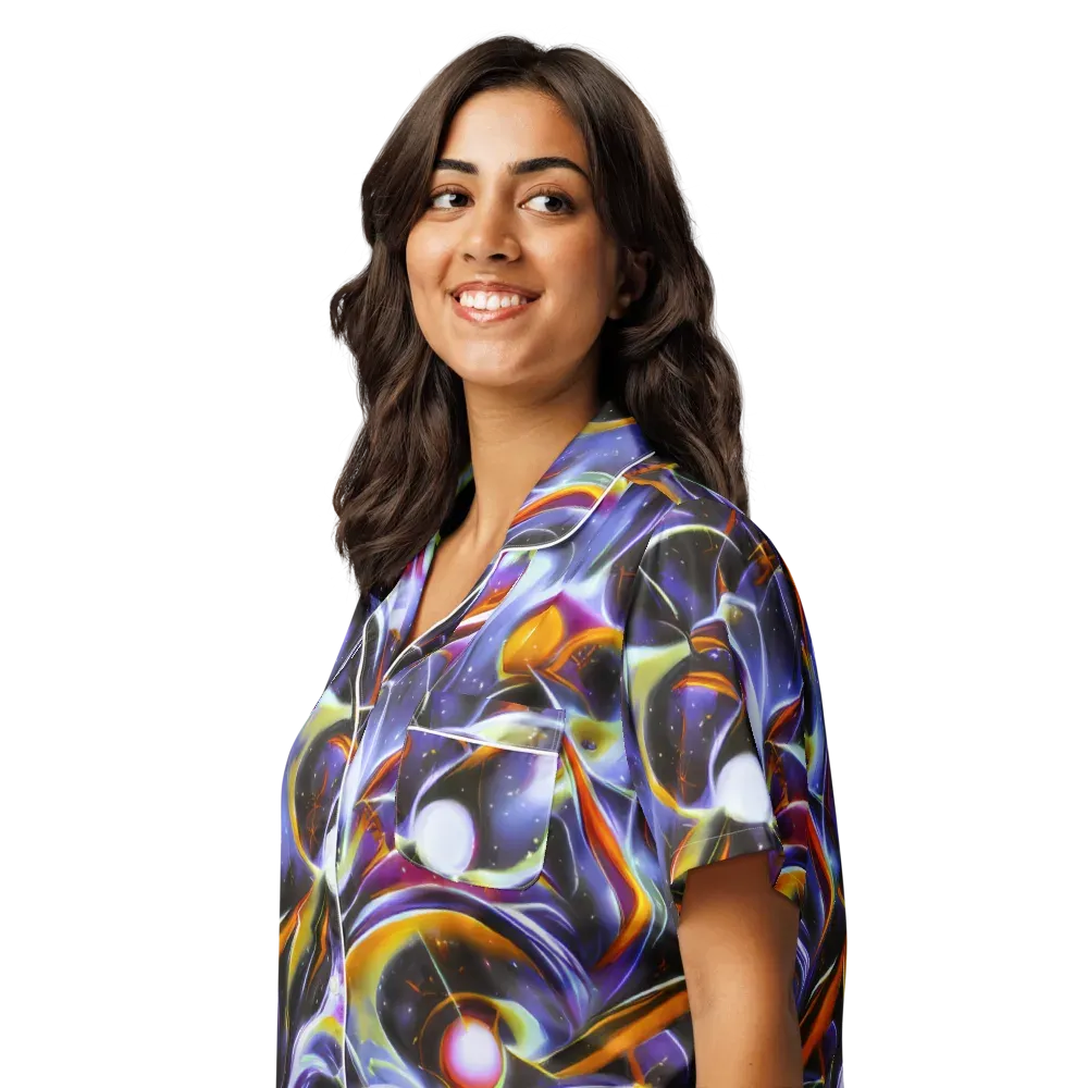 Nebula Flux on Women's Short Sleeve Pajama Top — Left Front