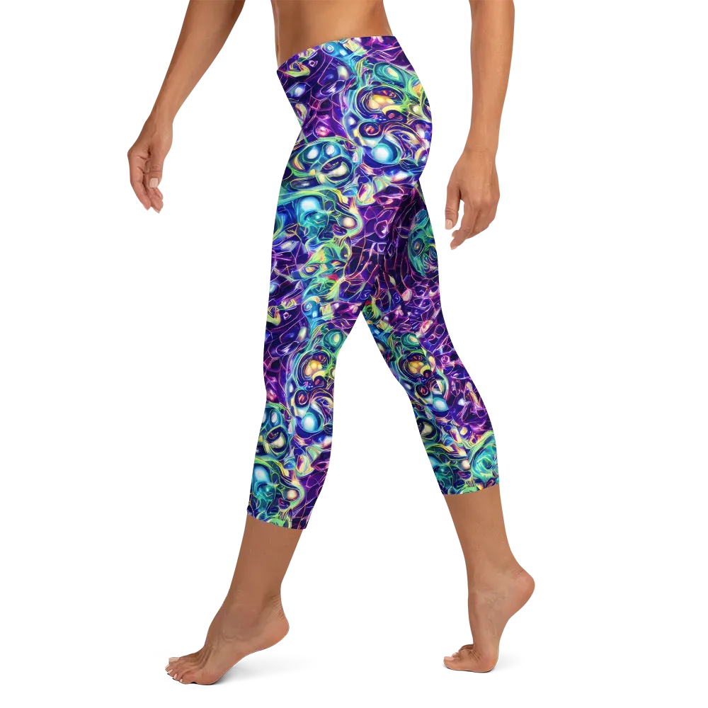 Ultraviolet Rapture on Capri Leggings — Left