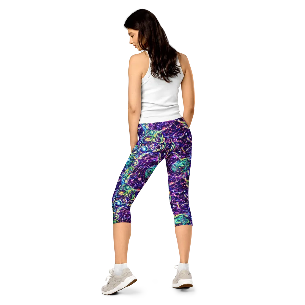 Ultraviolet Rapture on Capri Leggings — Back