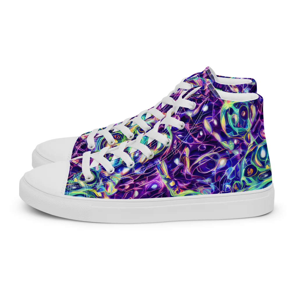 Ultraviolet Rapture on Men's High Top Canvas Shoes — Left