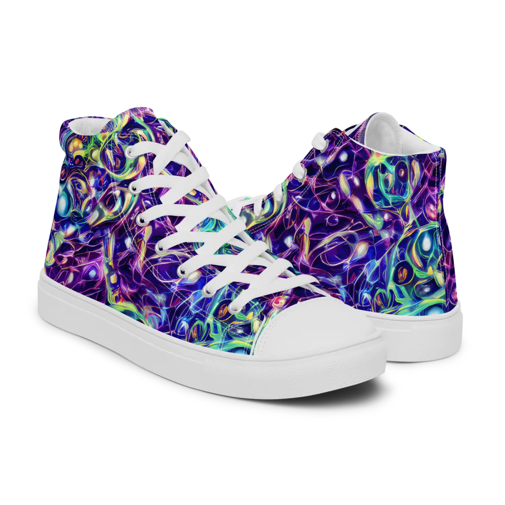 Ultraviolet Rapture on Men's High Top Canvas Shoes — Right