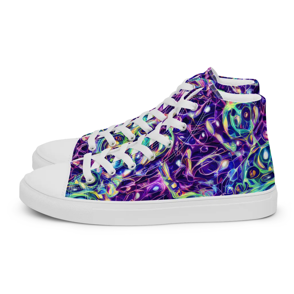 Ultraviolet Rapture on Women's High Top Canvas Shoes — Left