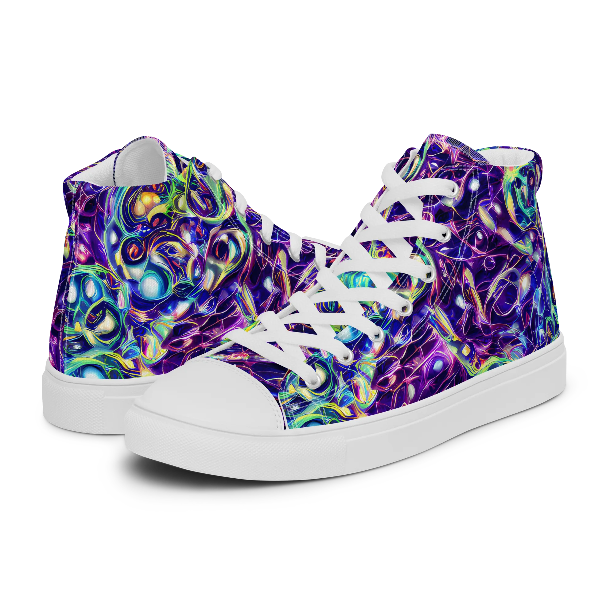 Ultraviolet Rapture on Women's High Top Canvas Shoes — Left
