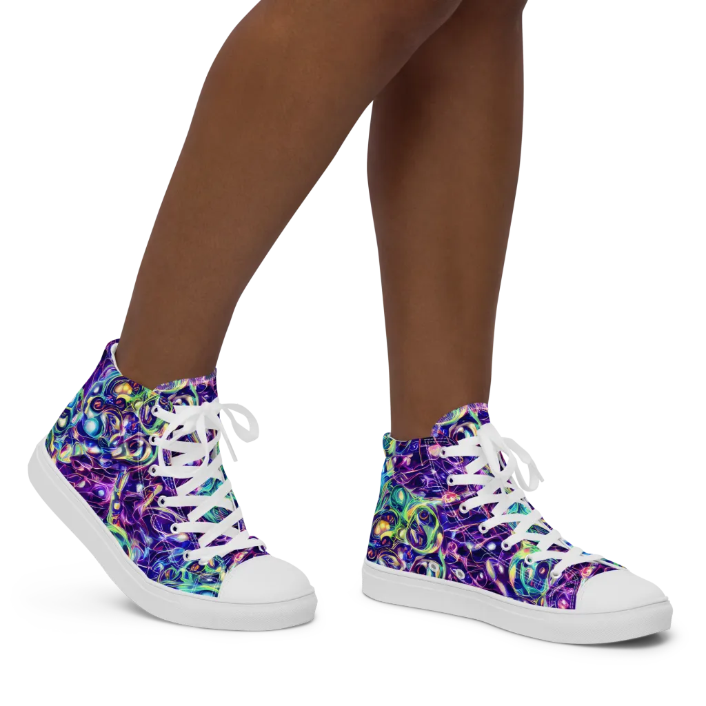 Ultraviolet Rapture on Women's High Top Canvas Shoes — Right