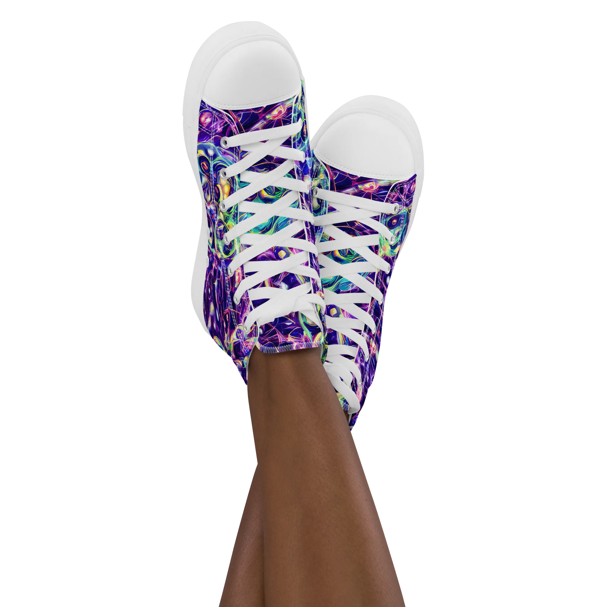 Ultraviolet Rapture on Women's High Top Canvas Shoes — Front