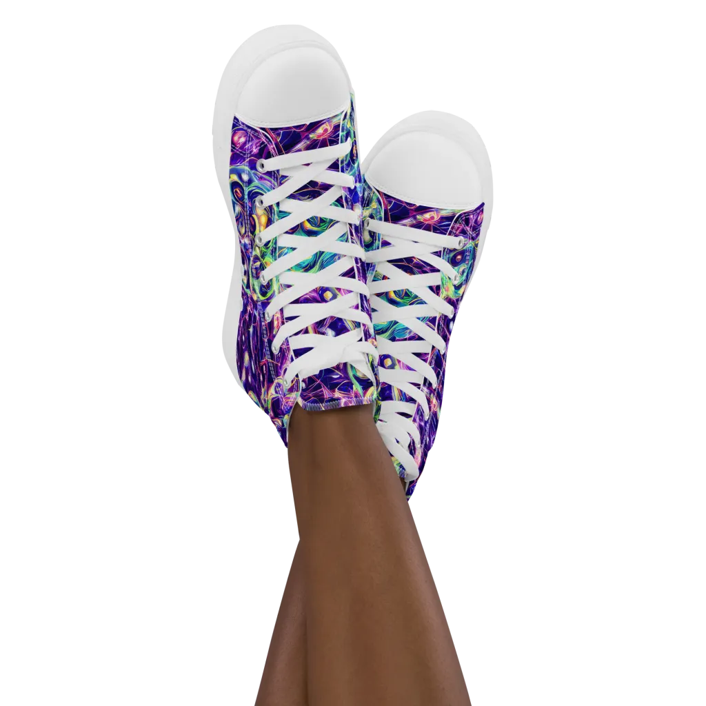 Ultraviolet Rapture on Women's High Top Canvas Shoes — Front