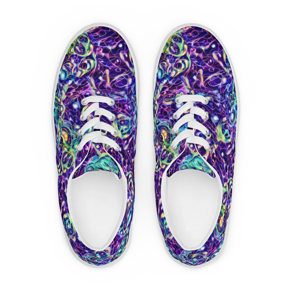 Ultraviolet Rapture on Men's Lace-Up Canvas Shoes — Front