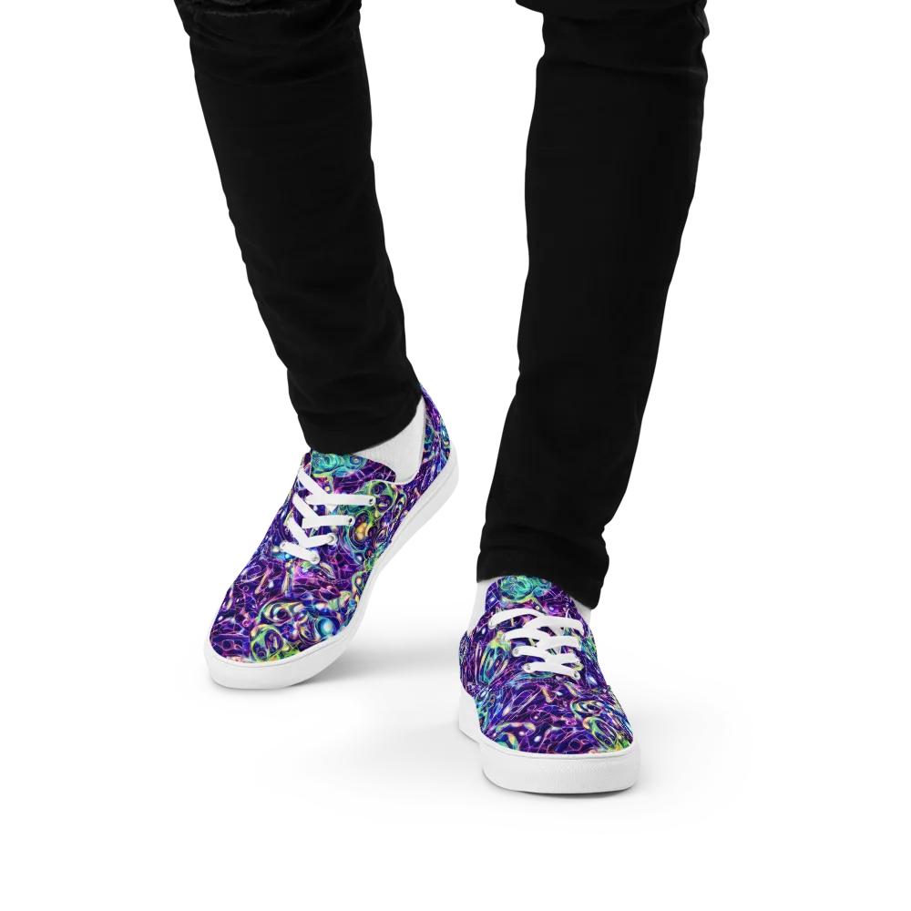 Ultraviolet Rapture on Men's Lace-Up Canvas Shoes — Front
