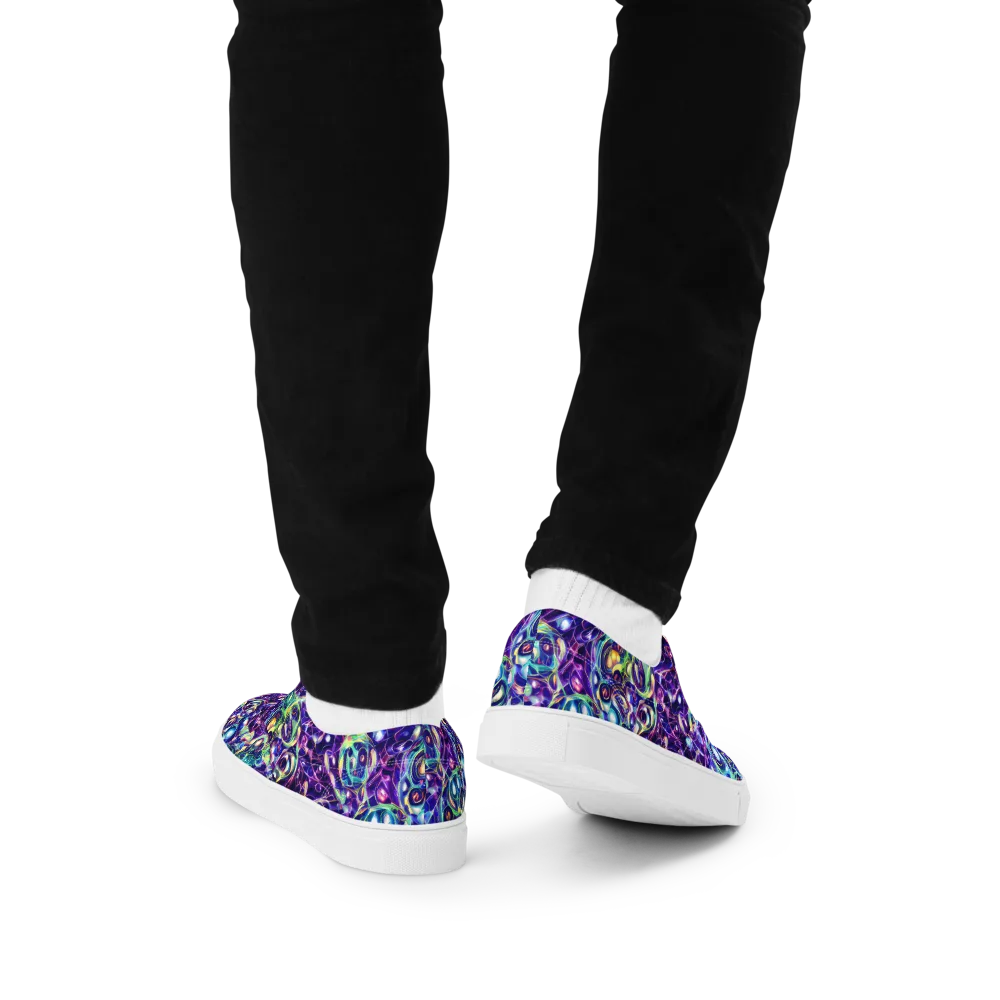 Ultraviolet Rapture on Men's Lace-Up Canvas Shoes — Back