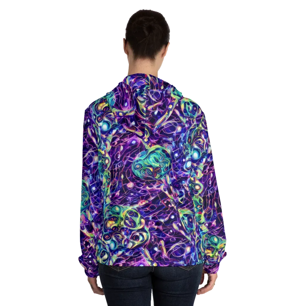 Ultraviolet Rapture on Women's Full-Zip Hoodie — Back On Person