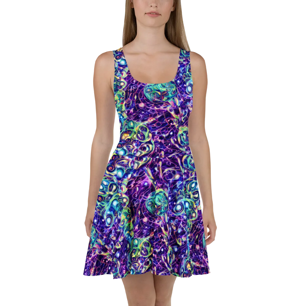 Ultraviolet Rapture on Skater Dress — Front