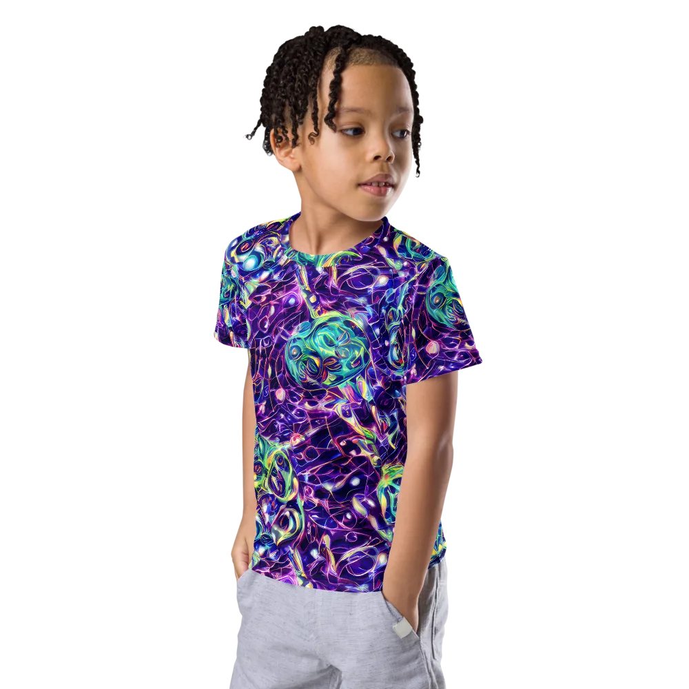 Ultraviolet Rapture on Kids Crew Neck T-Shirt — Left Front