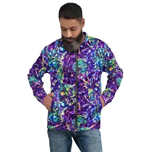 Ultraviolet Rapture on a Bomber Jacket