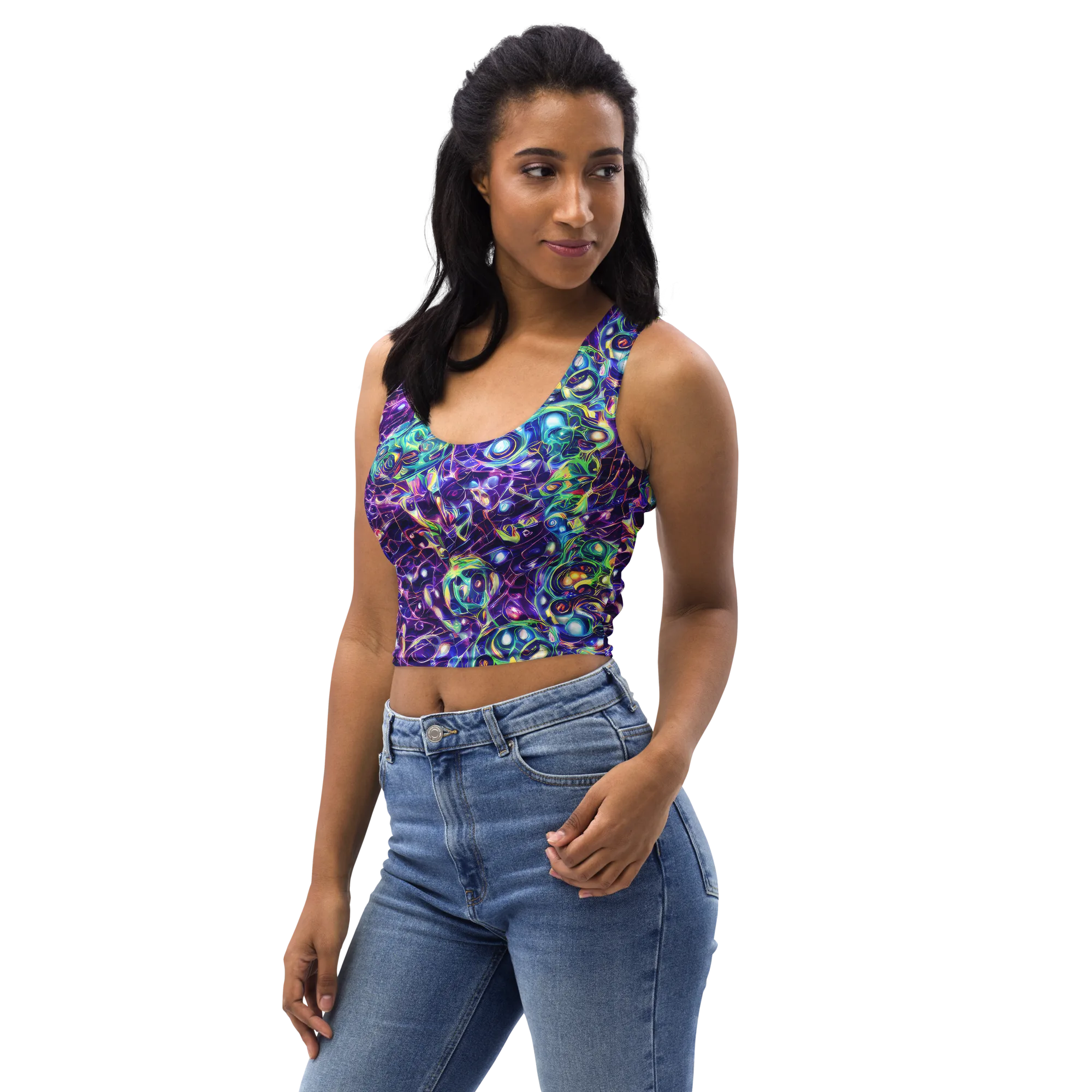 Ultraviolet Rapture on Crop Top — Left Front