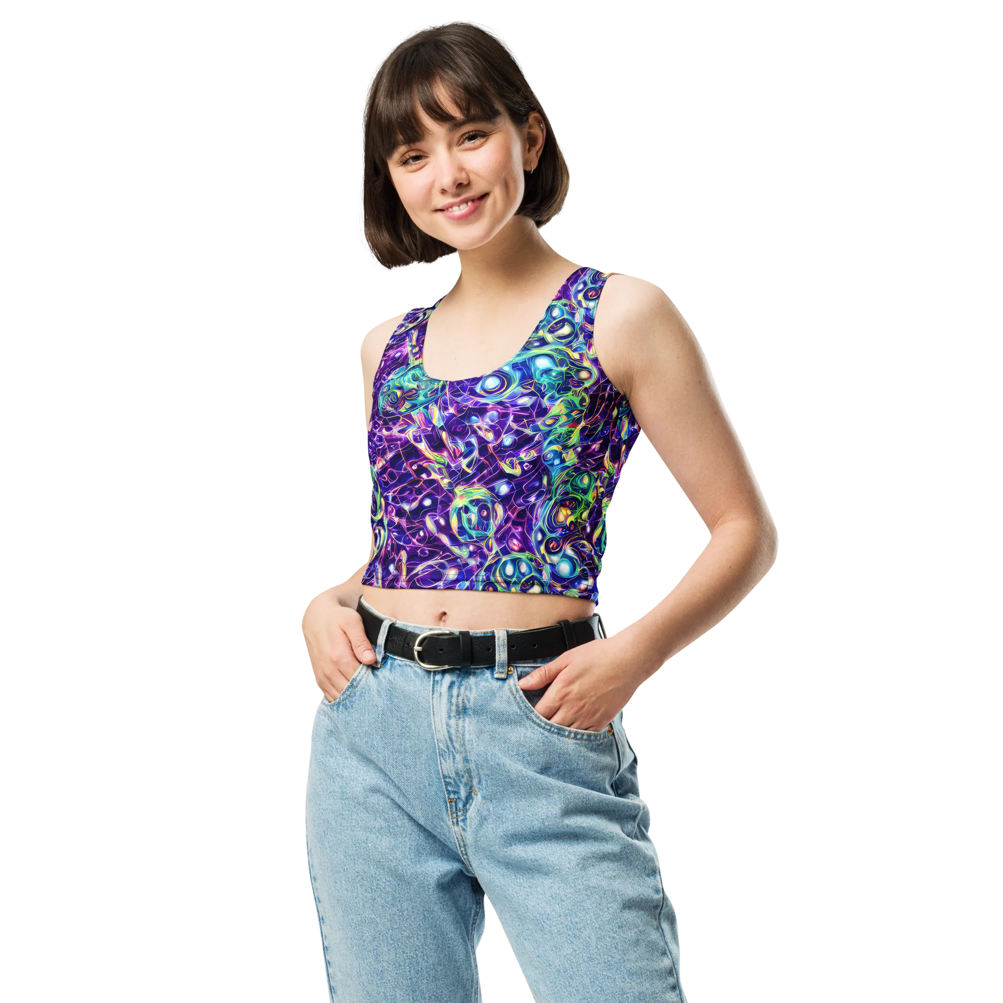 Ultraviolet Rapture on Crop Top — Front