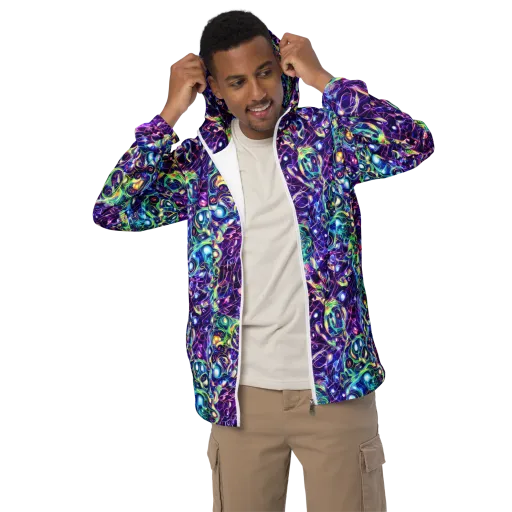 Ultraviolet Rapture on a Men's Windbreaker
