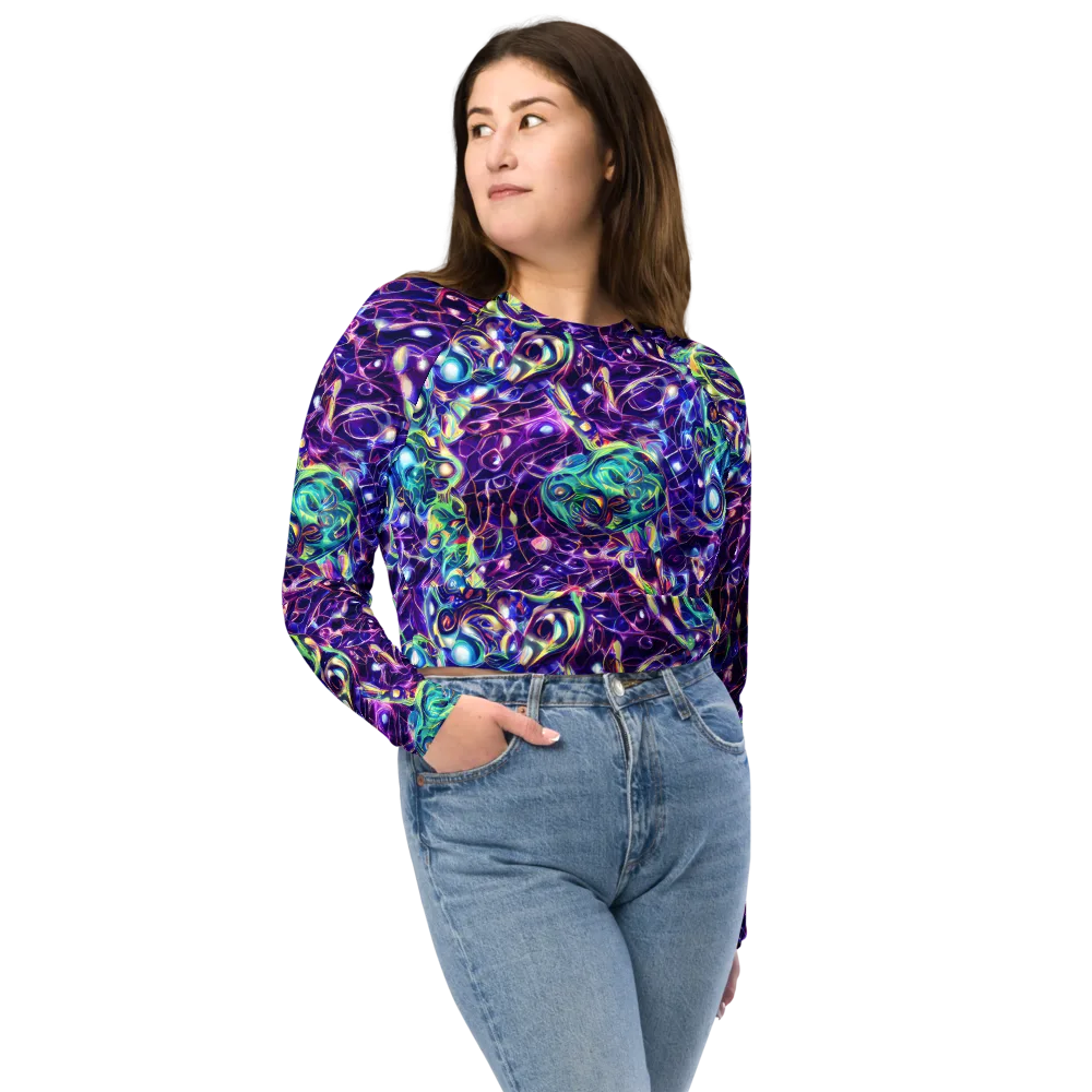 Ultraviolet Rapture on Long Sleeve Crop Top — Front
