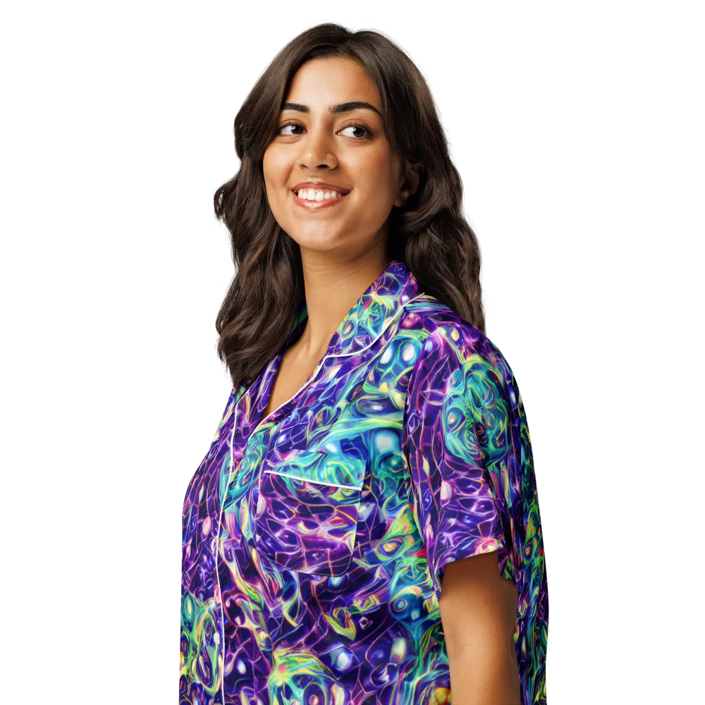 Ultraviolet Rapture on Women's Short Sleeve Pajama Top — Left Front